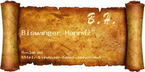 Biswanger Hannó névjegykártya
